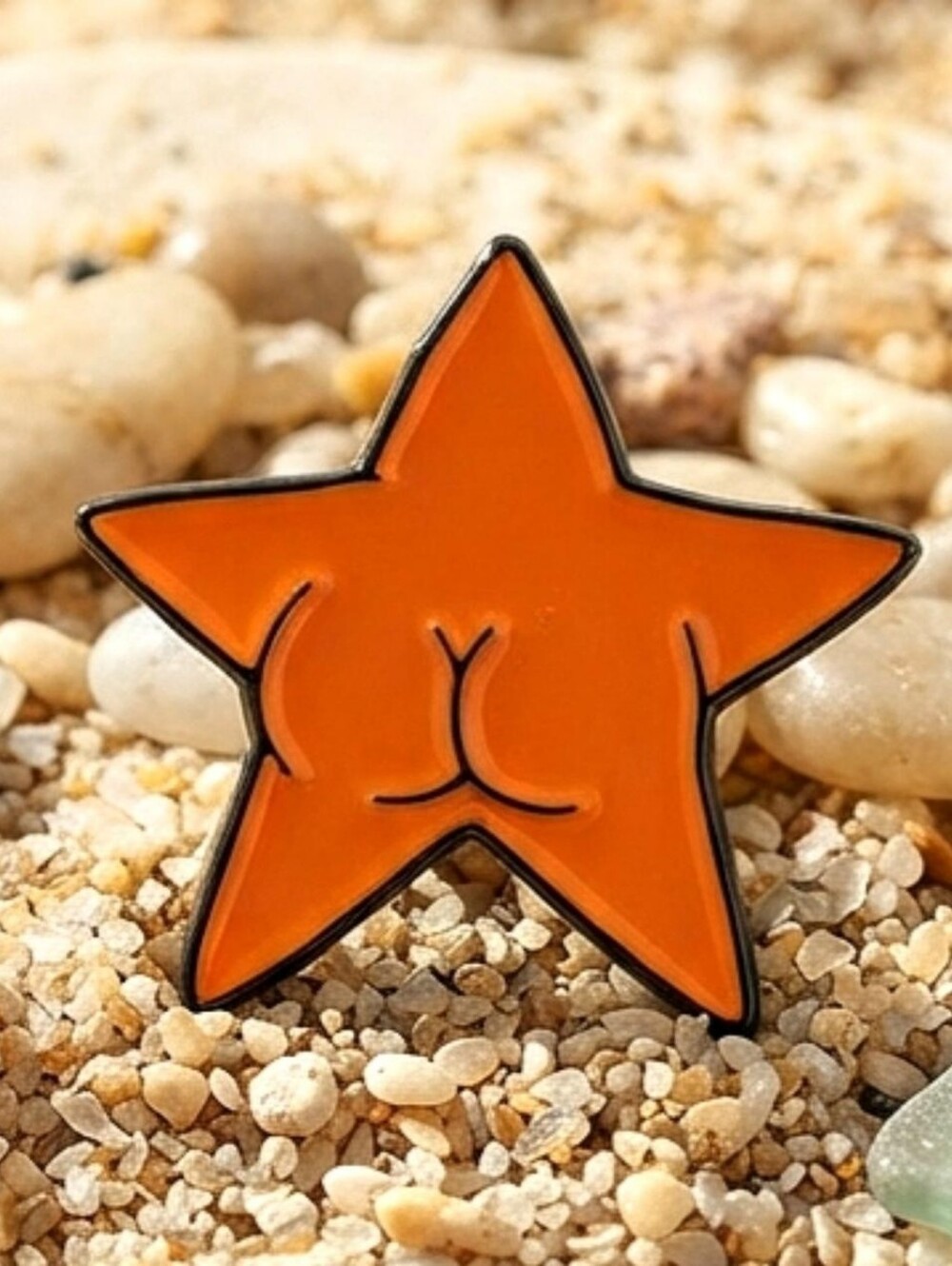 Cheeky Orange Star Butt Summer Beach Enamel Pin, Funny Novelty Lapel Accessory